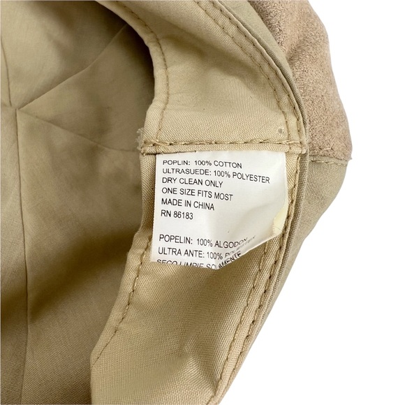 VTG 6 Panel Baker Boy / Newsboy Cap | Khaki Cotton & Faux Suede | Unisex Hat - Picture 5 of 6